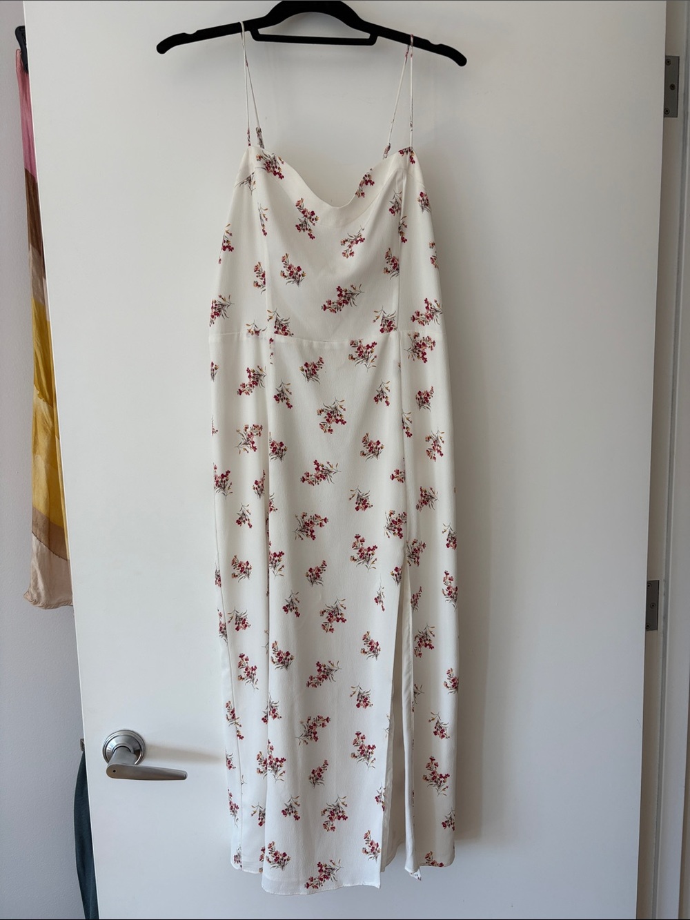 Abercrombie & Fitch Cream Maxi Slip Dress with Red Floral Print